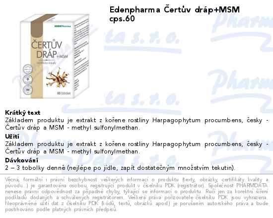 Edenpharma ÄŚertĹŻv drĂˇp+MSM cps.60