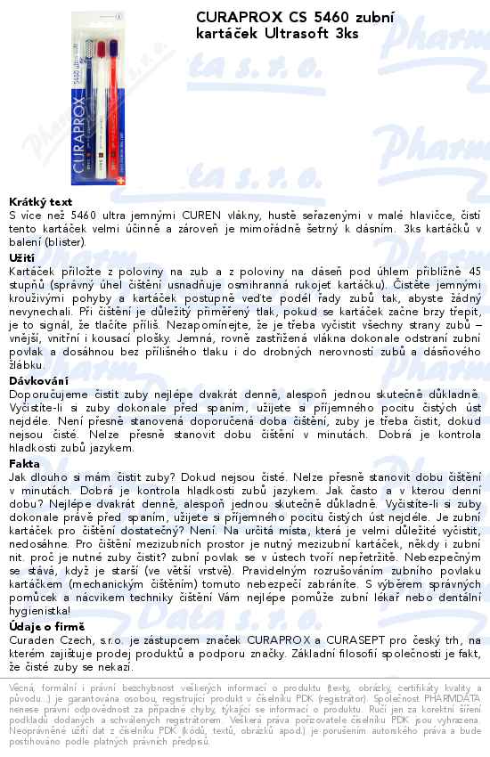 CURAPROX CS 5460 zubnĂ­ kartĂˇÄŤek Ultrasoft 3ks