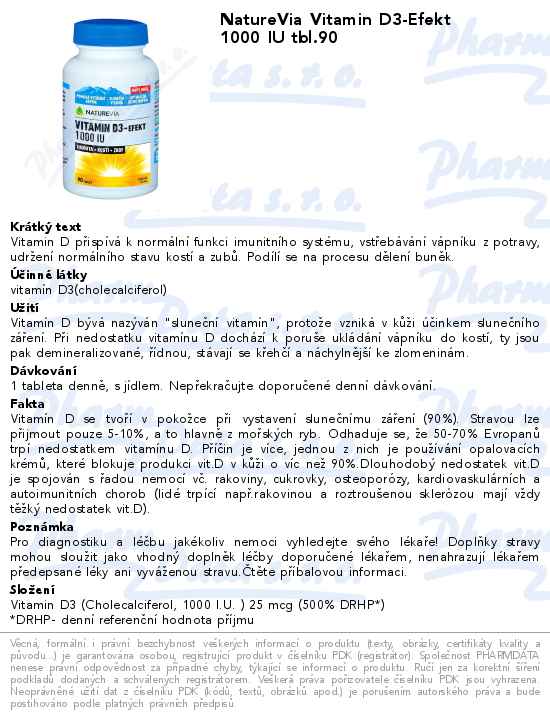 NatureVia Vitamin D3-Efekt 1000 IU tbl.90