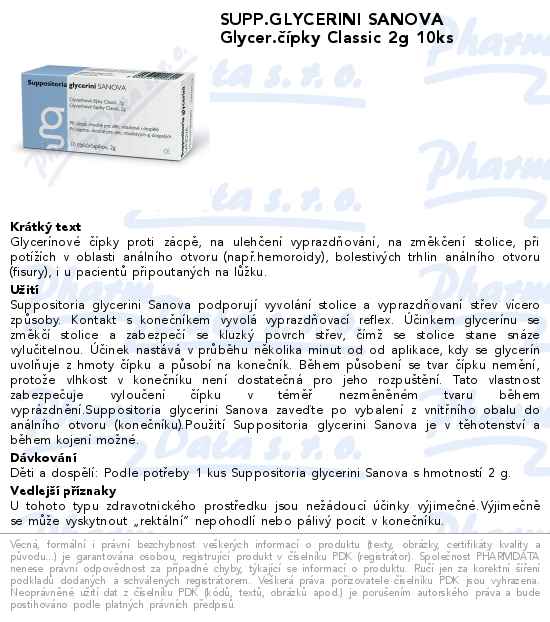 SUPP.GLYCERINI SANOVA Glycer.ÄŤĂ­pky Classic 2g 10ks