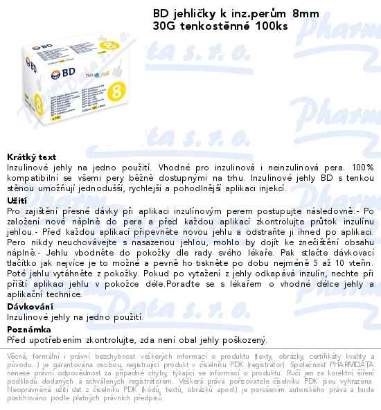 InzulinovĂ© jehly BD 0.30x8mm (30G) 100ks
