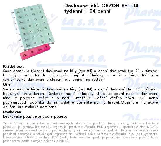 DĂˇvkovaÄŤ lĂ©kĹŻ OBZOR SET 04 tĂ˝dennĂ­ + 04 dennĂ­