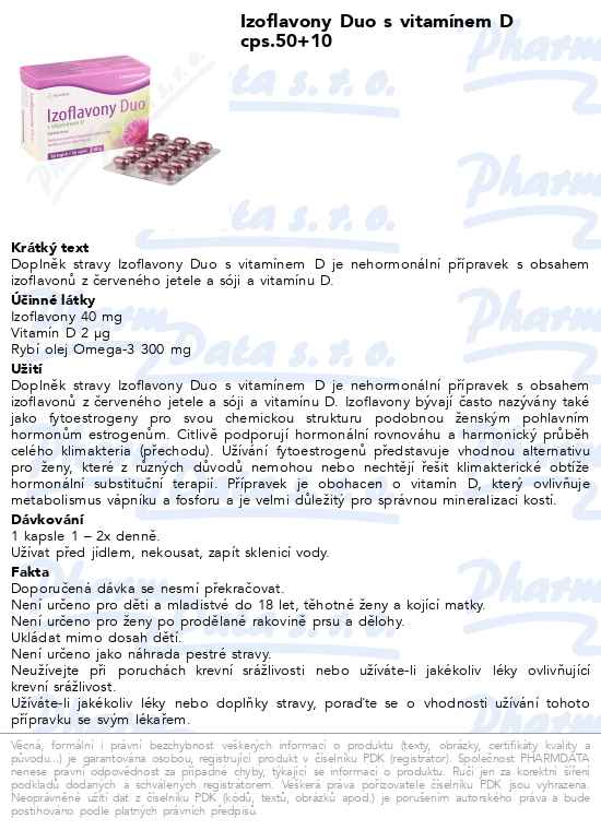 Izoflavony Duo s vitamĂ­nem D cps.50+10