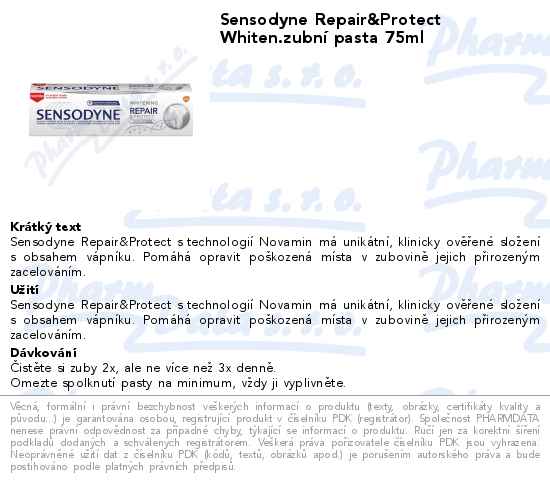 Sensodyne Repair&Protect Whiten.zubnĂ­ pasta 75ml