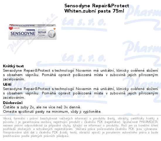 Sensodyne zubnĂ­ pasta Repair&Protect Whiten.75ml