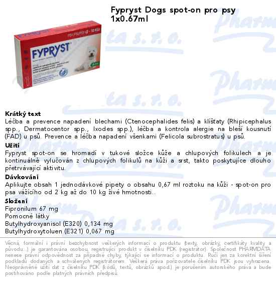 Fypryst Dogs spot-on pro psy 1x0.67ml