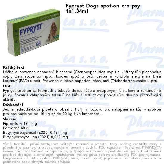 Fypryst Dogs spot-on pro psy 1x1.34ml