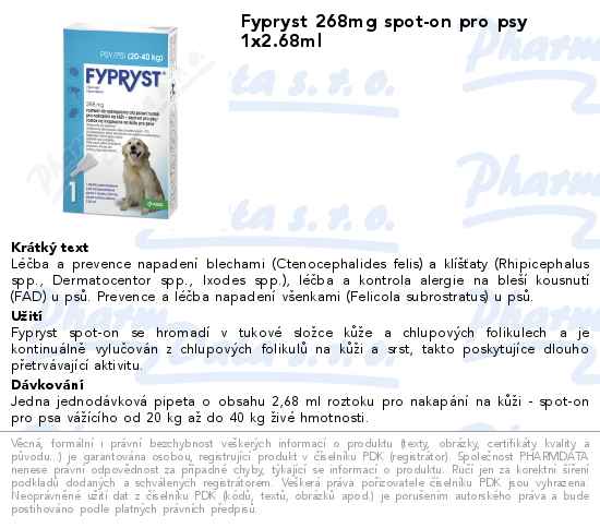 Fypryst 268mg spot-on pro psy 1x2.68ml