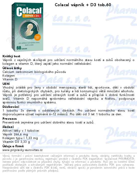 Colacal vĂˇpnĂ­k + D3 tob.60