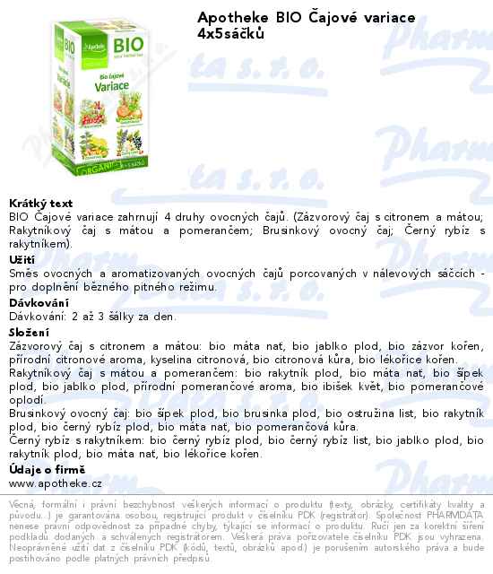 Apotheke BIO ÄŚajovĂ© variace 4x5sĂˇÄŤkĹŻ