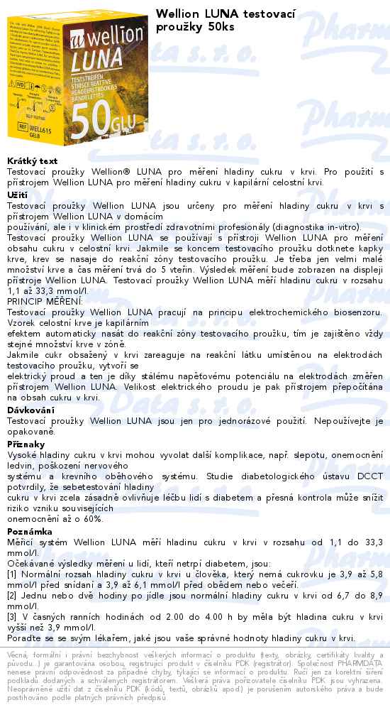 Wellion LUNA testovacĂ­ prouĹľky 50ks