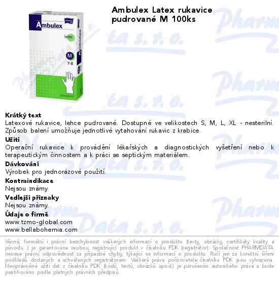 Ambulex Latex rukavice pudrovanĂ© M 100ks