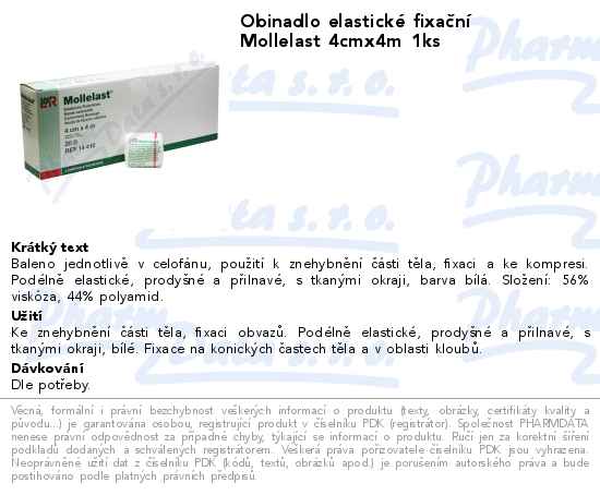 Obinadlo elastickĂ© fixaÄŤnĂ­ Mollelast 4cmx4m 1ks