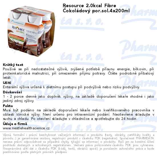 Resource 2.0kcal Fibre ÄŚokolĂˇdovĂ˝ por.sol.4x200ml
