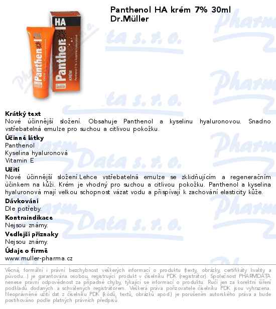 Panthenol HA krĂ©m 7% 30ml Dr.MĂĽller