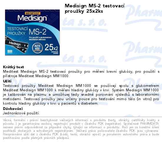 Medisign MS-2 testovacĂ­ prouĹľky 25x2ks