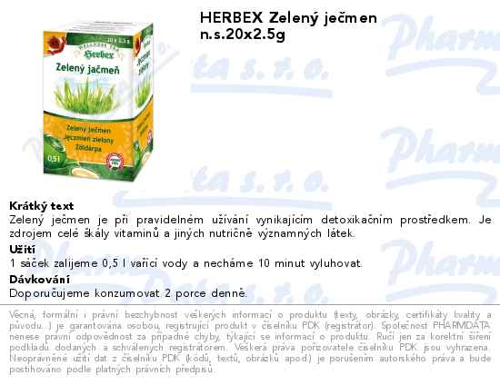 HERBEX ZelenĂ˝ jeÄŤmen n.s.20x2.5g