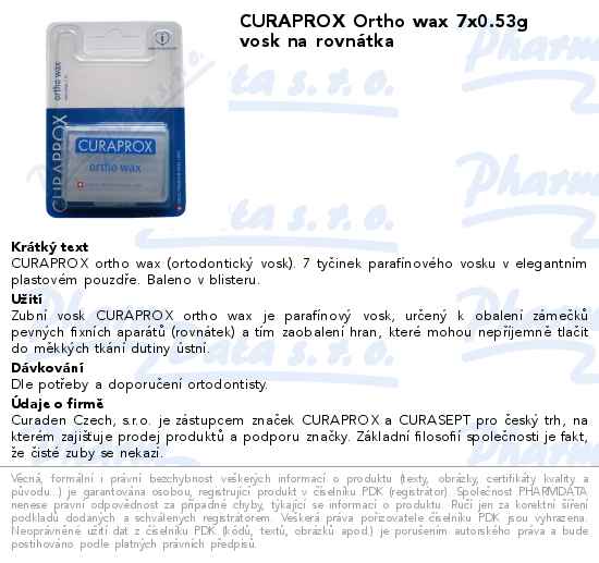 CURAPROX Ortho wax 7x0.53g vosk na rovnĂˇtka