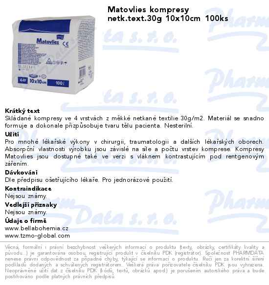 Matovlies kompresy netk.text.30g 10x10cm 100ks