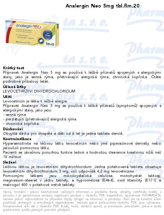 Analergin Neo 5mg tbl.flm.20