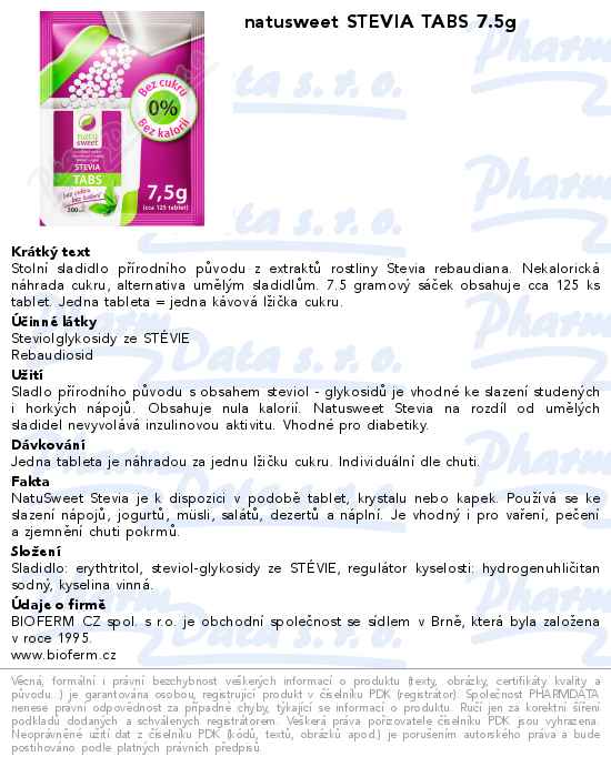 Natusweet Stevia Tabs 1x7.5g