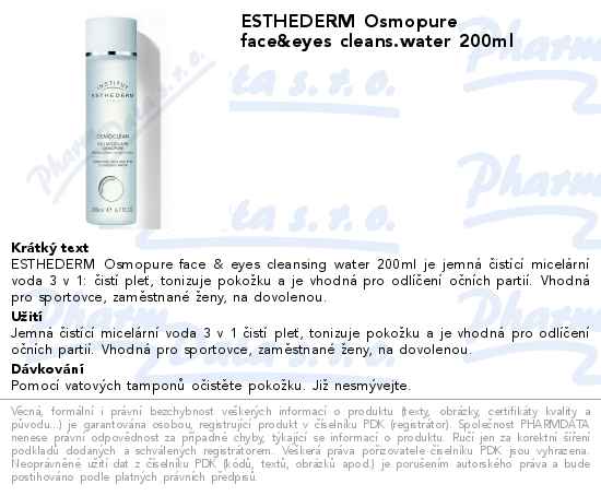 ESTHEDERM Osmopure face&eyes cleans.water 200ml