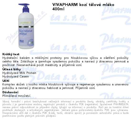 VIVAPHARM kozĂ­ tÄ›lovĂ© mlĂ©ko 400ml