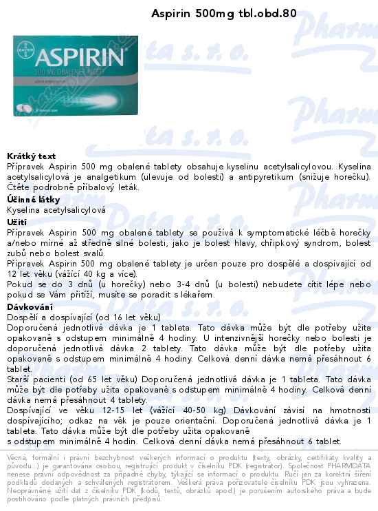 Aspirin 500mg tbl.obd.80