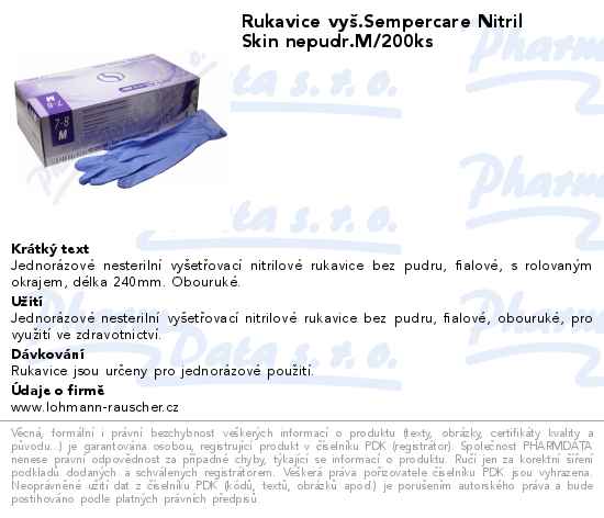 Rukavice vyĹˇ.Sempercare Nitril Skin nepudr.M/200ks