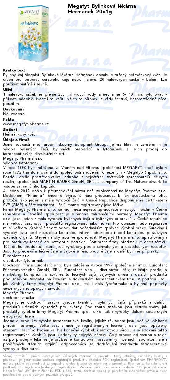 Megafyt BylinkovĂˇ lĂ©kĂˇrna HeĹ™mĂˇnek 20x1g