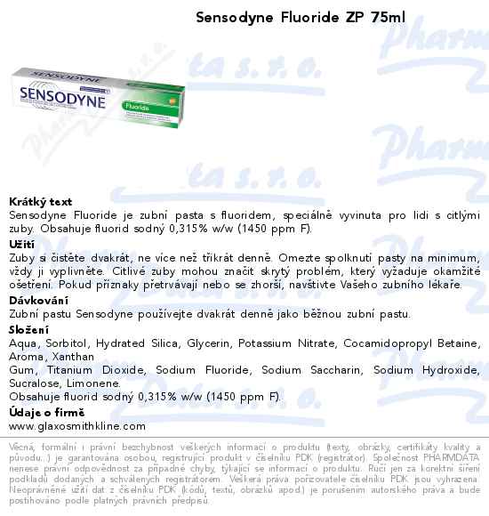Sensodyne Fluoride ZP 75ml