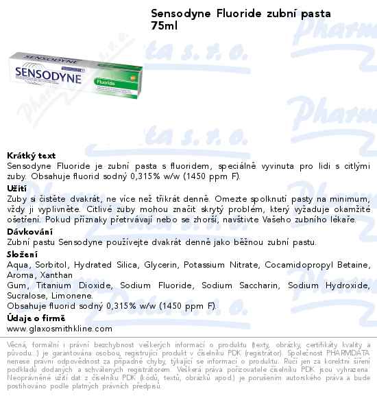 Sensodyne Fluoride ZP 75ml