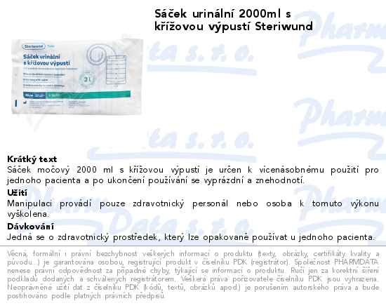 SĂˇÄŤek urinĂˇlnĂ­ 2000ml s kĹ™Ă­Ĺľovou vĂ˝pustĂ­ Steriwund