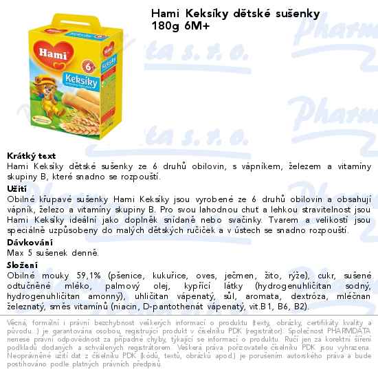 Hami KeksĂ­ky dÄ›tskĂ© suĹˇenky 180g 6M+