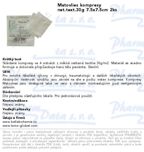 Matovlies kompresy net.text.30g 7.5x7.5cm 2ks