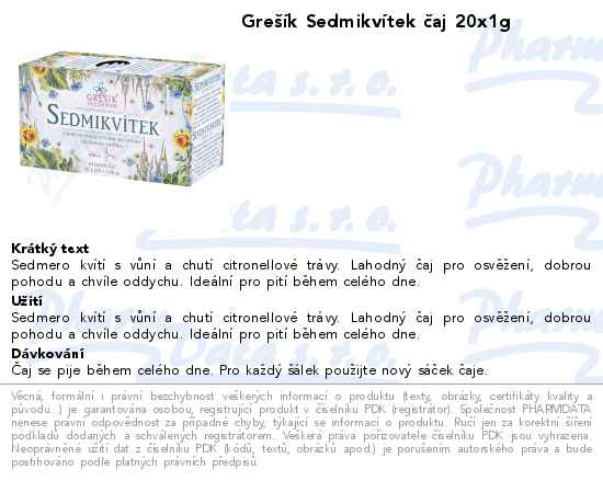 GreĹˇĂ­k SedmikvĂ­tek n.s.20x1g pĹ™ebal