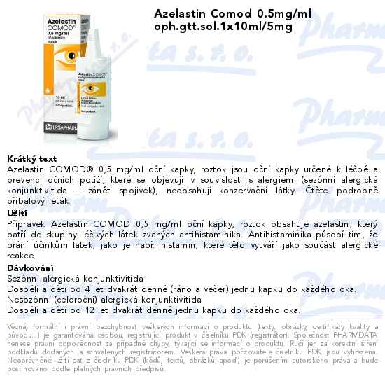 Azelastin Comod 0.5mg/ml oph.gtt.sol.1x10ml/5mg