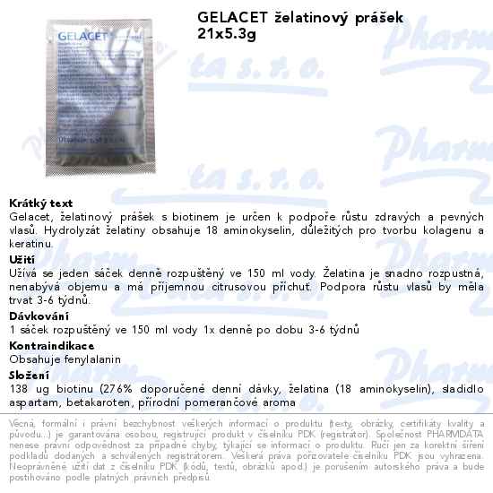 GELACET ĹľelatinovĂ˝ prĂˇĹˇek 21x5.3g