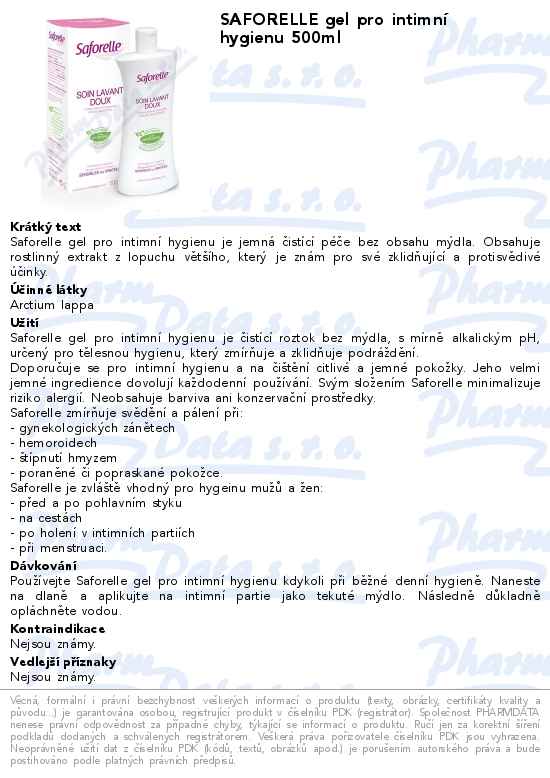 SAFORELLE gel pro intimnĂ­ hygienu 500ml