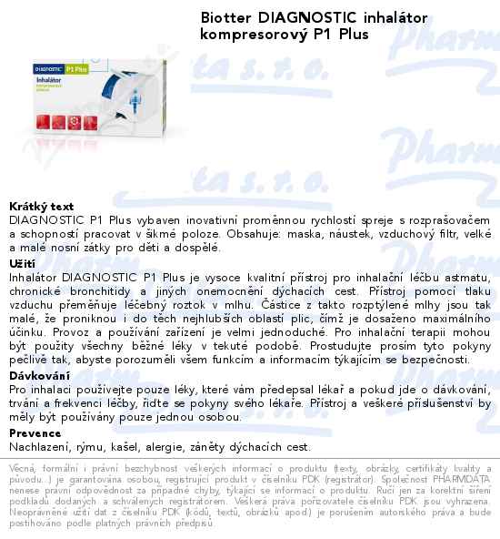 Biotter DIAGNOSTIC inhalĂˇtor kompresorovĂ˝ P1 Plus