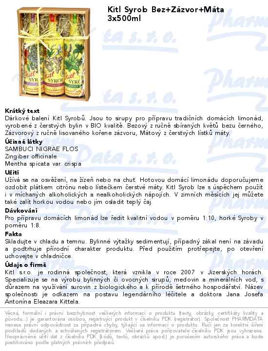 Kitl Syrob Bez+ZĂˇzvor+MĂˇta 3x500ml