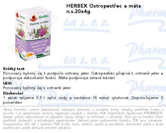 HERBEX OstropestĹ™ec a mĂˇta n.s.20x4g
