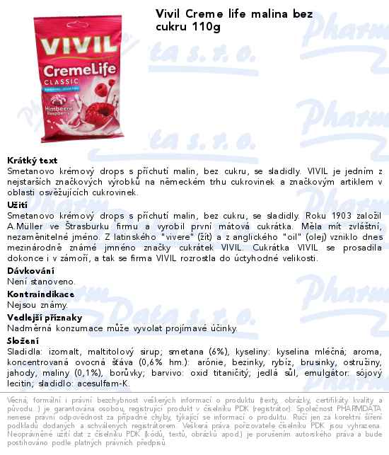 Vivil Creme life malina bez cukru 110g