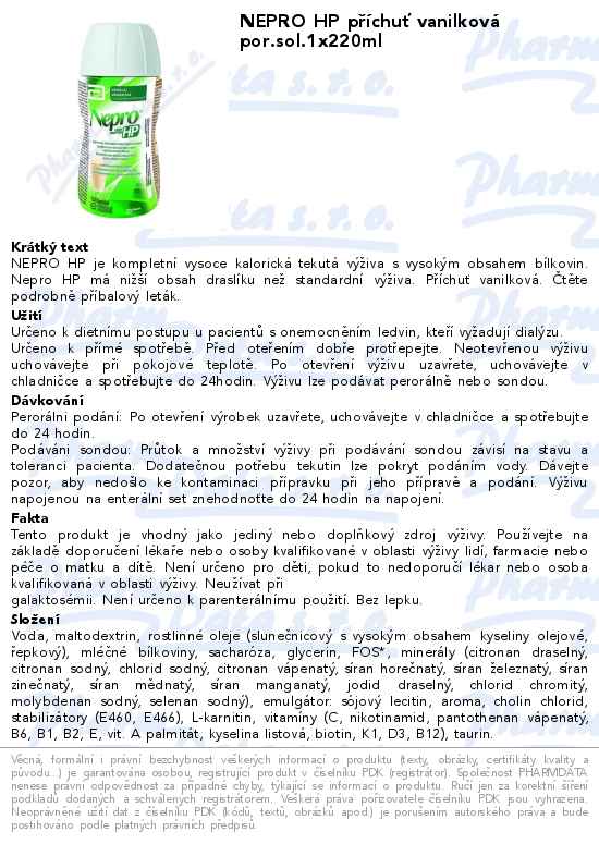 NEPRO HP pĹ™Ă­chuĹĄ vanilkovĂˇ por.sol.1x220ml