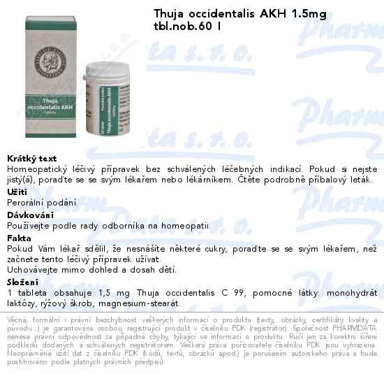 Thuja occidentalis AKH 1.5mg tbl.nob.60 I