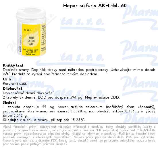 Hepar sulfuris AKH tbl. 60
