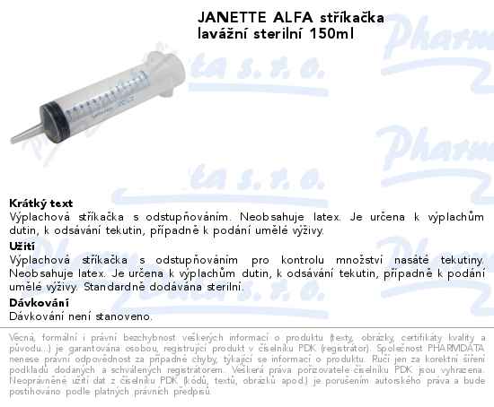 JANETTE ALFA stĹ™Ă­kaÄŤka lavĂˇĹľnĂ­ sterilnĂ­ 150ml