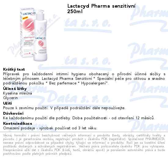 Lactacyd Pharma senzitivnĂ­ 250ml