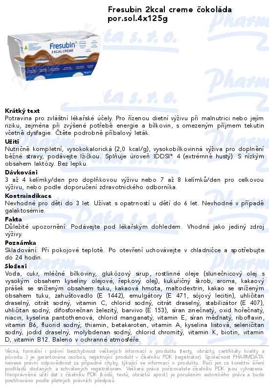 Fresubin 2kcal creme ÄŤokolĂˇda por.sol.4x125g