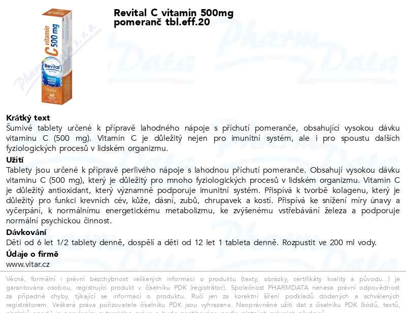 Revital C vitamin 500mg pomeranÄŤ tbl.eff.20
